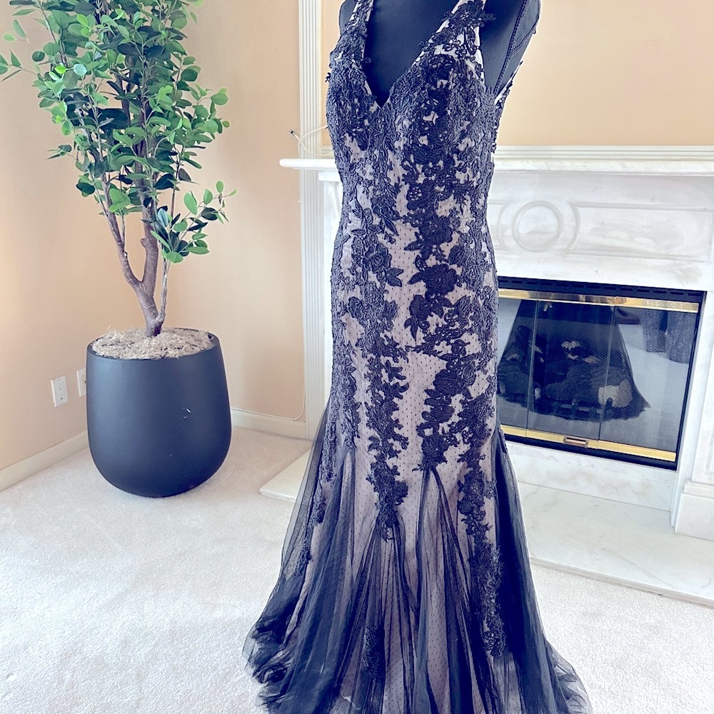 Tadashi Shoji Black Lace Gown – Elegant Formal Evening Dress (Size 10) - Picture 1 of 10